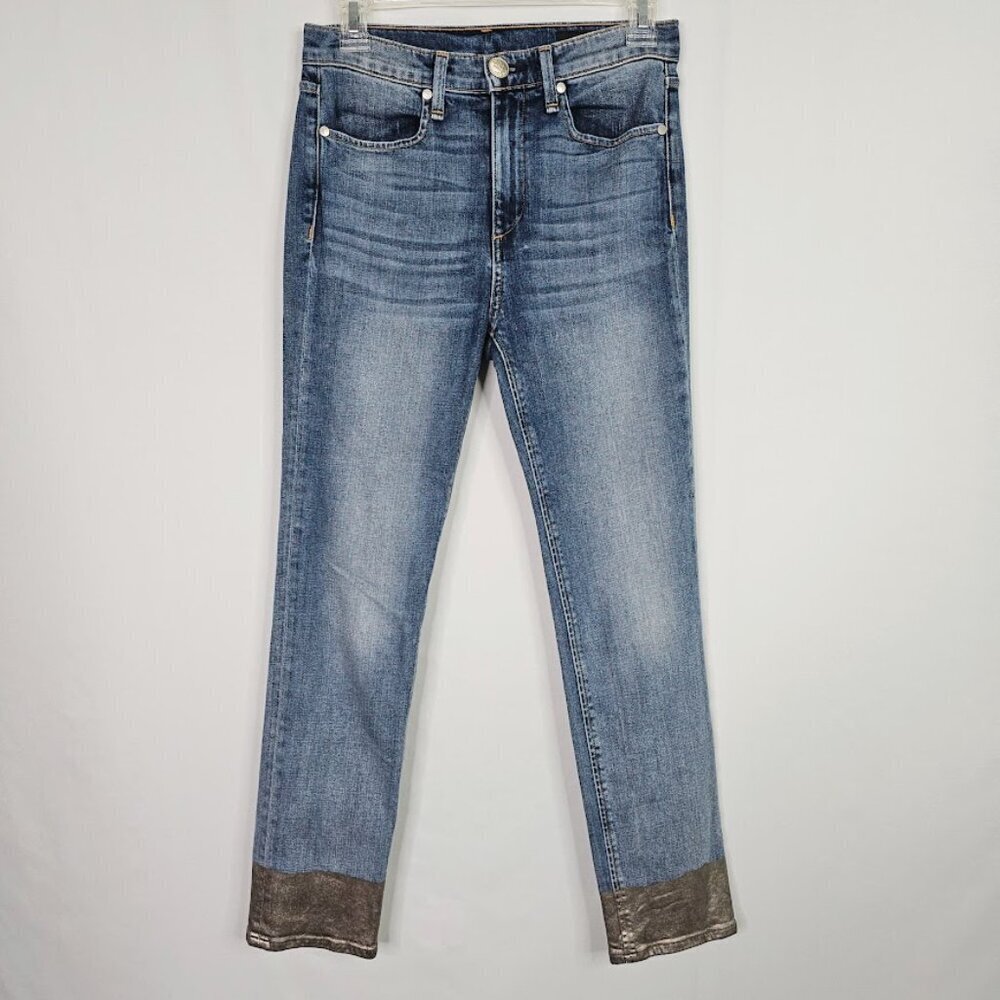 RAG & BONE Ankle Jeans BILBURY Med BLUE SILVER DIP size 25 Cigarette Leg Denim - Picture 2 of 8